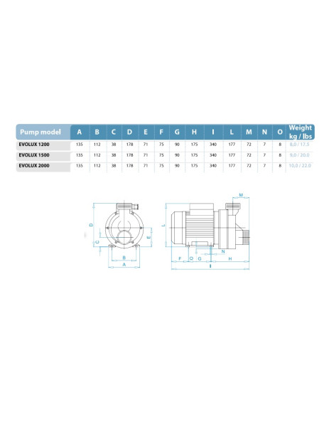 POMPA IDRO EVOLUX 1200 - 1,0 HP Idromassaggio per vasca e piscina fuori terra