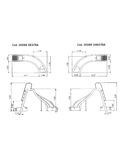 Scivolo con curva destra o sinistra / in poliesterere per piscina