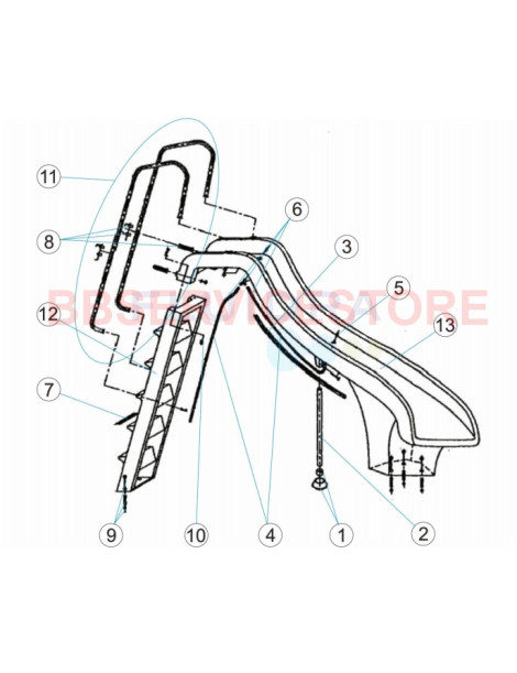 Scivolo con curva destra o sinistra / in poliesterere per piscina