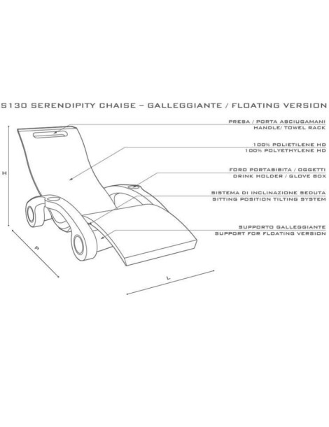 Sdraio CHAISE LONGE CV-S130 Serendipity Lettino Galleggiante da esterno prendisole 8 colori effetto pietra