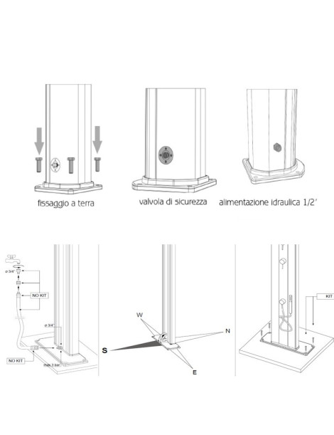 Doccia Tradizionale JOLLY S A625 Alluminio con miscelatore  + lavapiedi 9 colori Arkema Design