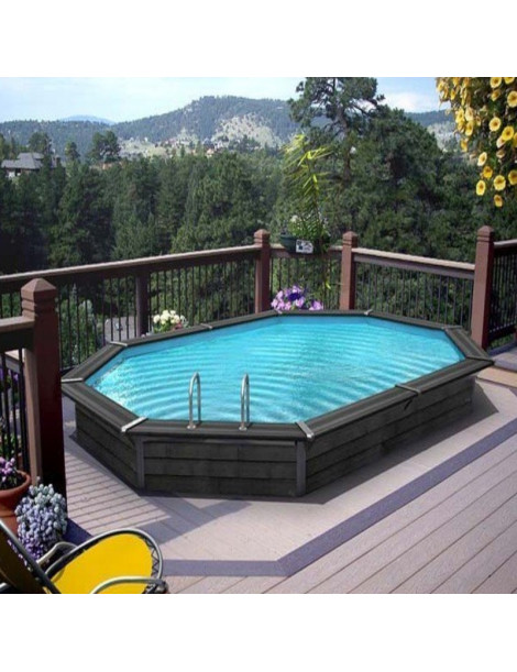 Piscina fuori terra ovale in composito GRE 664x386x124 cm 33 m3 con filtro a sabbia e scaletta cod.KPCOV66