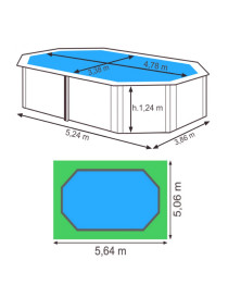 Piscina fuori terra ovale in composito GRE con filtro a sabbia e scaletta diversi formati