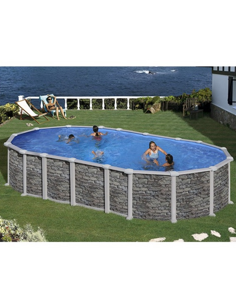 Piscina fuori terra Santorini in acciaio GRE ovale 730x375x132 cm 35 m3 cod.KITPROV7388PO