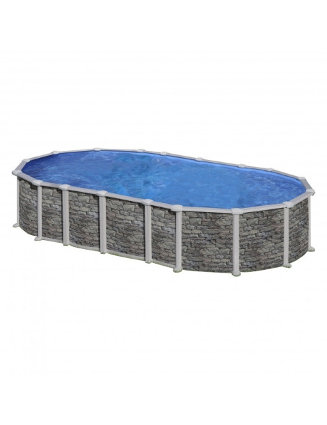 Piscina fuori terra Santorini in acciaio GRE ovale 730x375x132 cm 35 m3 cod.KITPROV7388PO