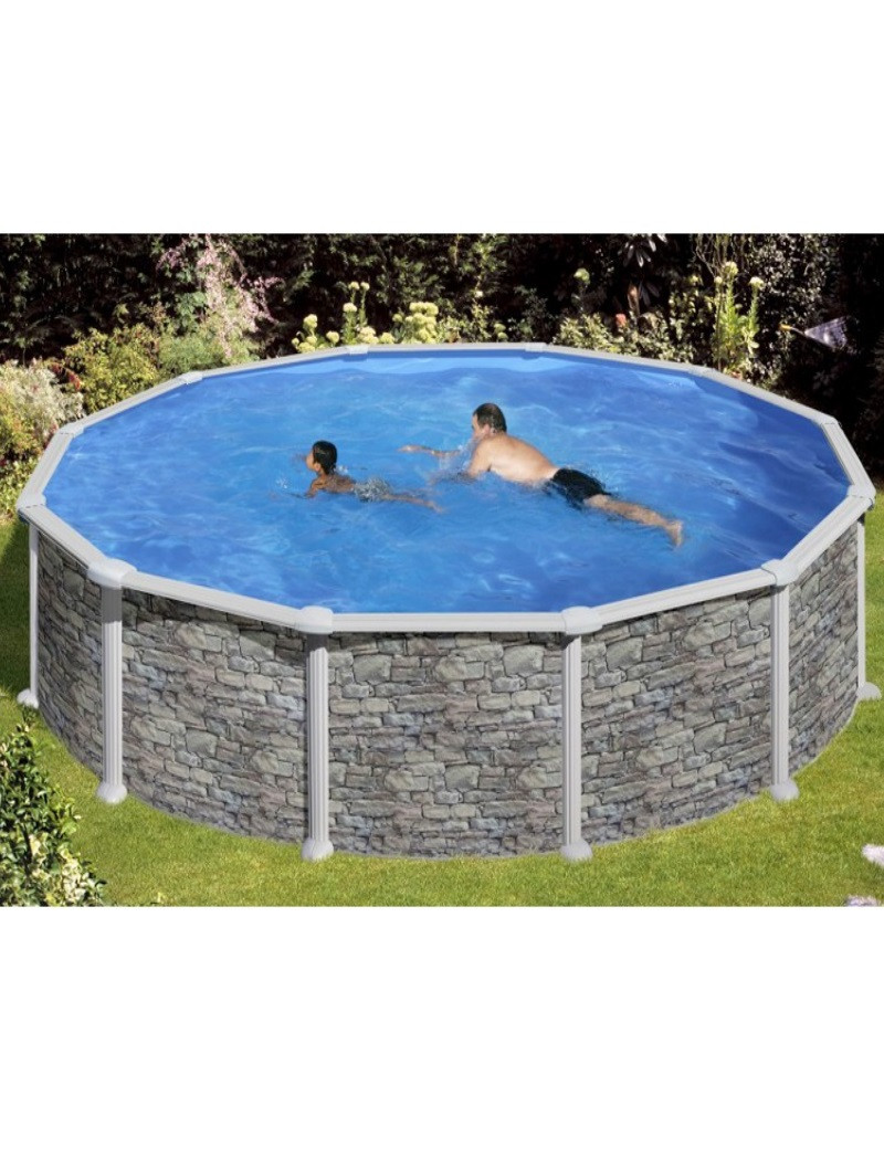 Piscina fuori terra Corcega in acciaio GRE rotonda 460x460x132cm 19,5m3 cod. KITPR458PO