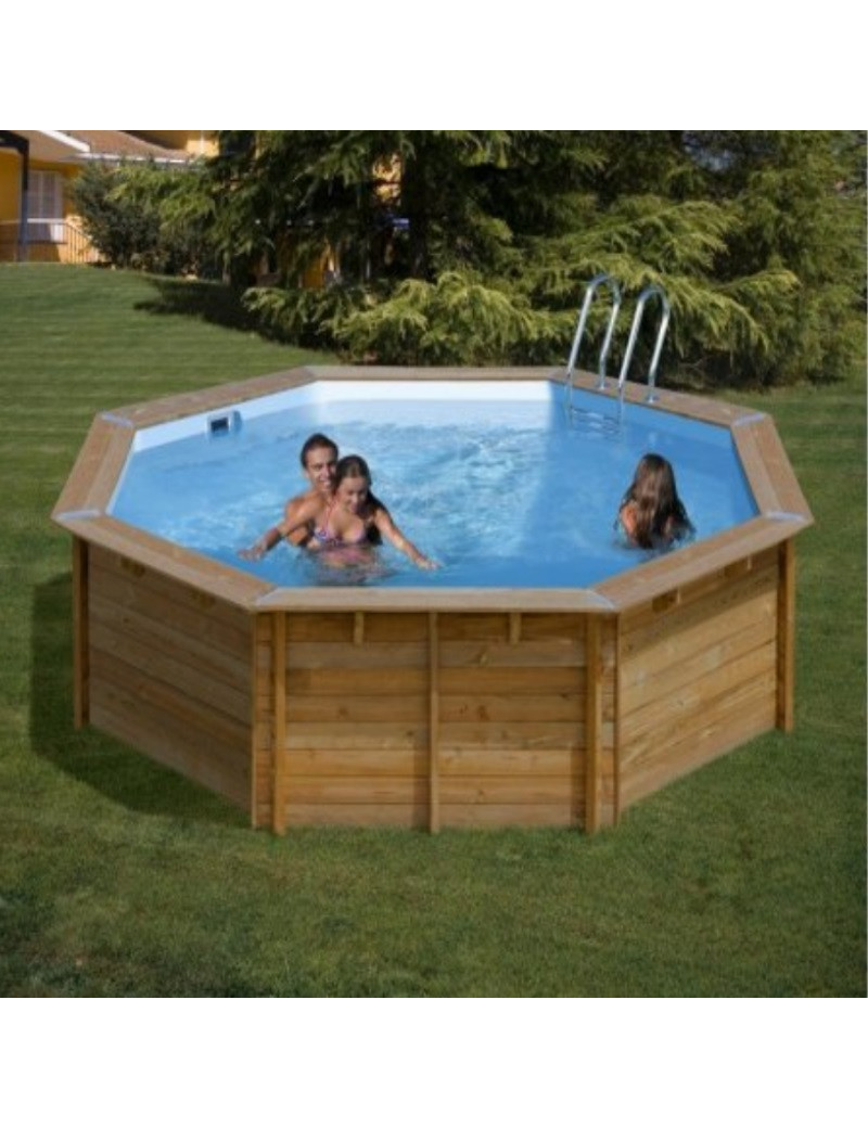 Piscina fuori terra Violette in legno GRE ottagonale 511x511x124cm 16,5m3 cod. 790085