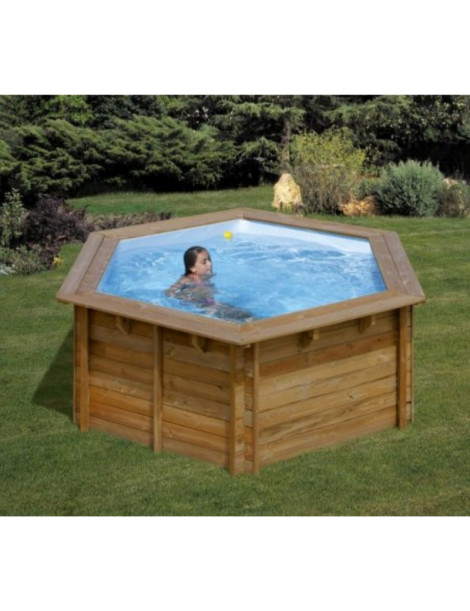 Piscina fuori terra Lili in legno GRE esagonale 295x295x105cm 4,5m3 cod. 790080