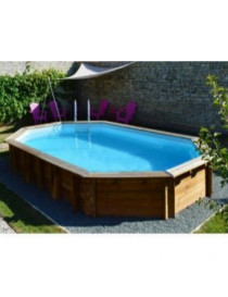 Piscina fuori terra Safran in legno GRE ovale 637x412x133cm 23m3 cod. 790089