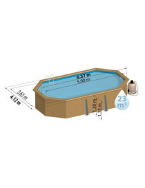 Piscina fuori terra Safran in legno GRE ovale 637x412x133cm 23m3 cod. 790089