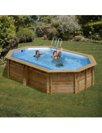 Piscina fuori terra Cannelle in legno GRE ovale 551x351x119cm 14,5m3 cod. 790087