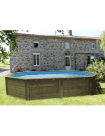 Piscina fuori terra Cannelle in legno GRE ovale 551x351x119cm 14,5m3 cod. 790087