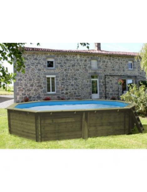 Piscina fuori terra Cannelle in legno GRE ovale 551x351x119cm 14,5m3 cod. 790087