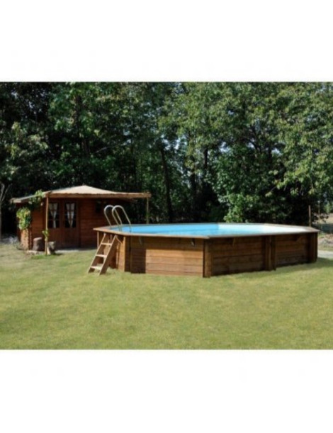 Piscina fuori terra Grenade in legno GRE ovale 436x336x119cm 11,2m3 cod. 790086