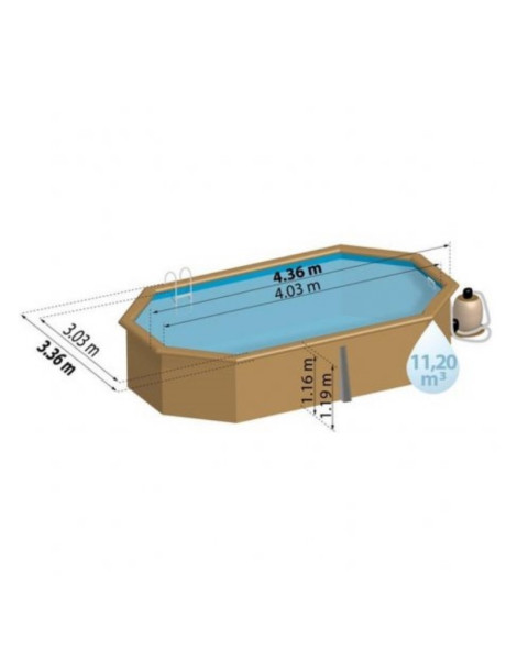 Piscina fuori terra Grenade in legno GRE ovale 436x336x119cm 11,2m3 cod. 790086