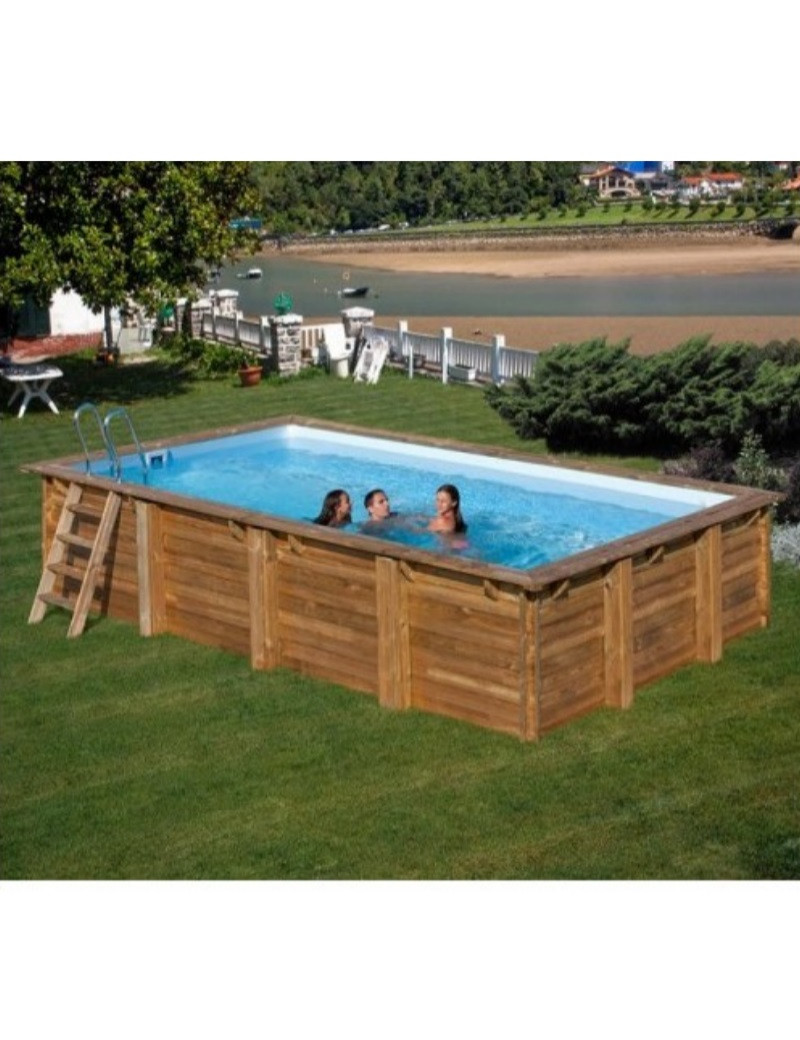 Piscina fuori terra Braga in legno GRE rettangolare 800x400x146cm 37m3 cod. 790095