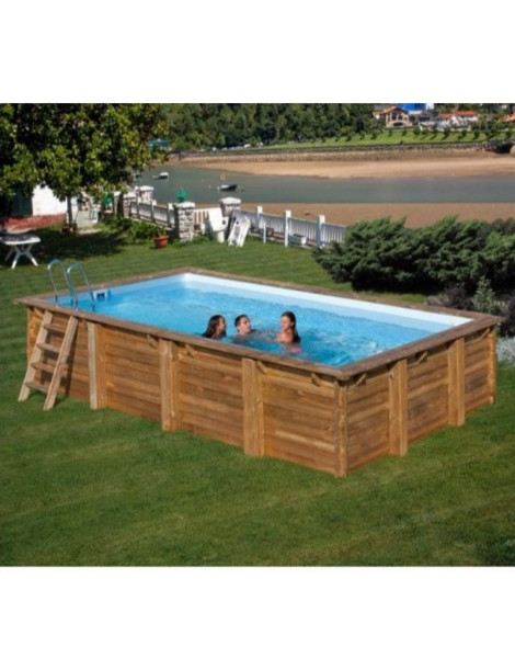 Piscina fuori terra Braga in legno GRE rettangolare 800x400x146cm 37m3 cod. 790095