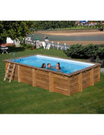 Piscina fuori terra Evora in legno GRE rettangolare 600x400x133cm 23,5m3 cod. 790094