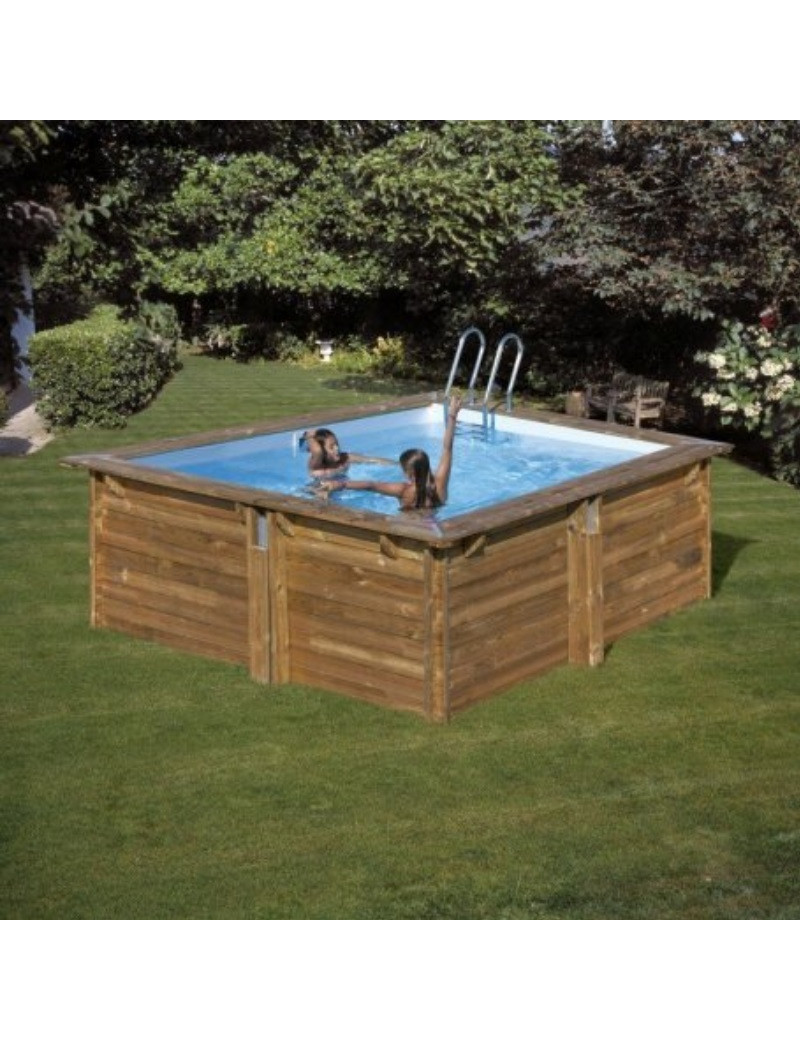 Piscina fuori terra Carra in legno GRE quadrata 300x300x119cm 7,6m3 cod. 790093