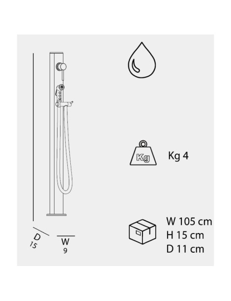 Fontana tradizionale QUICK Q645 in alluminio con miscelatore e doccetta mobile ARKEMA