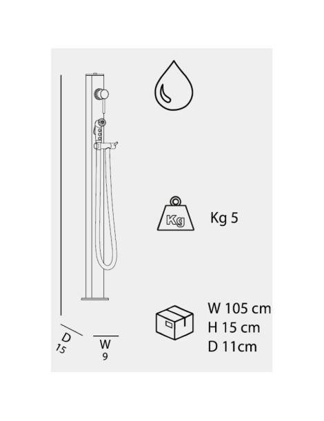 Fontana tradizionale QUICK Q655 in alluminio con miscelatore e doccetta mobile ARKEMA