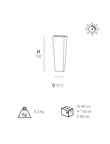 Vaso quadro 102 Arkema  con illuminazione a led