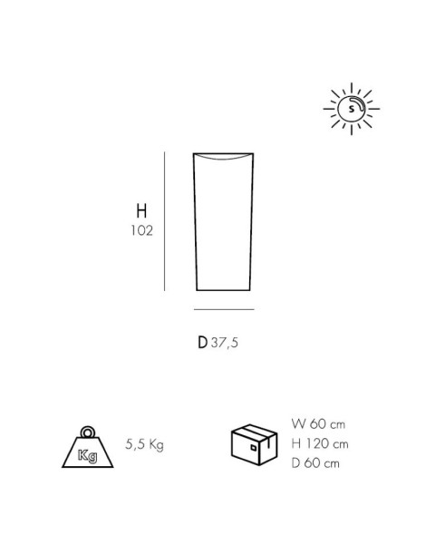 Vaso tondo 102 Arkema con illuminazione a led