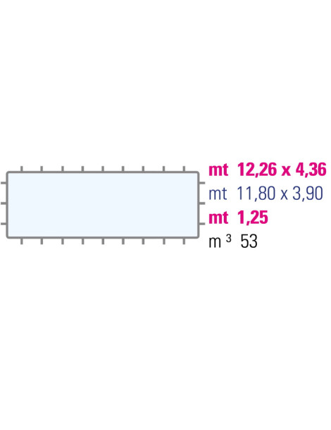 Piscina rettangolare California 11,80 x 3,90 x h1,25 M con copertura