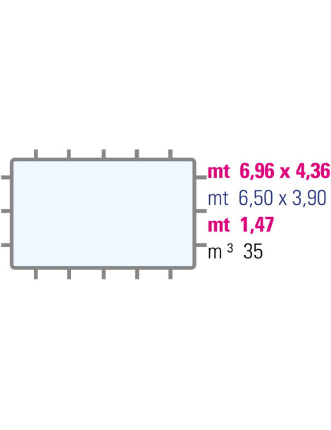 Piscina rettangolare California TOP 6,50 x 3,90 x h1,47 M con copertura