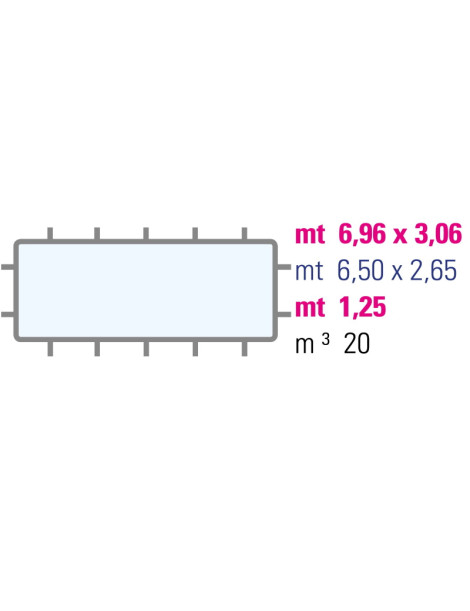 Piscina rettangolare Niagara 6,50 x 2,65 x h1,25 M