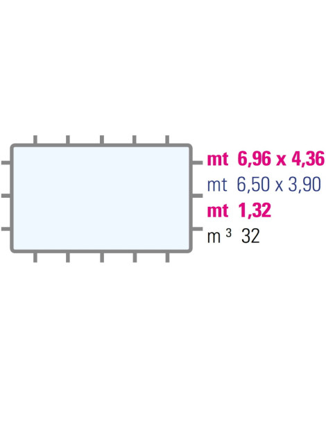 Piscina fuori terra rettangolare Supreme 6,50 x 3,90 x 1,32 M con copertura in polipropilene