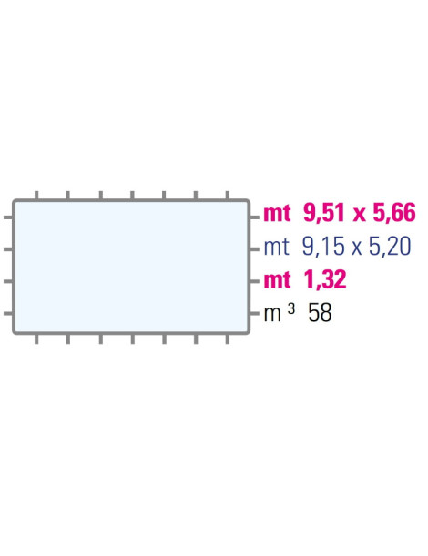 Piscina fuori terra rettangolare Supreme 9,15 x 5,20 x 1,32 M con copertura in polipropilene