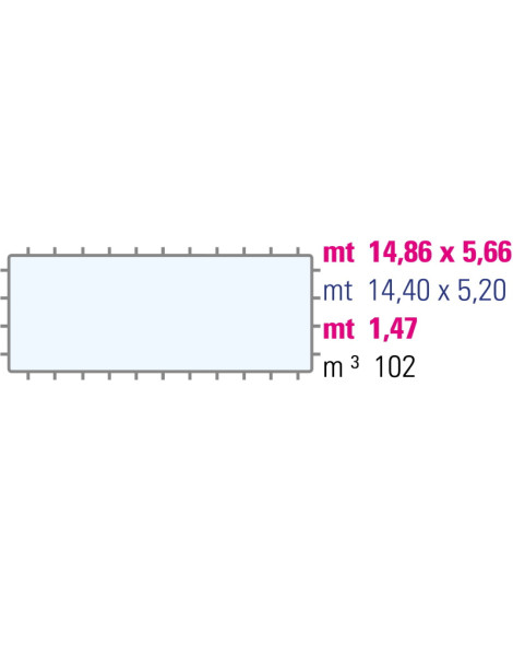 Piscina fuori terra rettangolare Mega 14,40 x 5,20 x 1,47 M con copertura in polipropilene