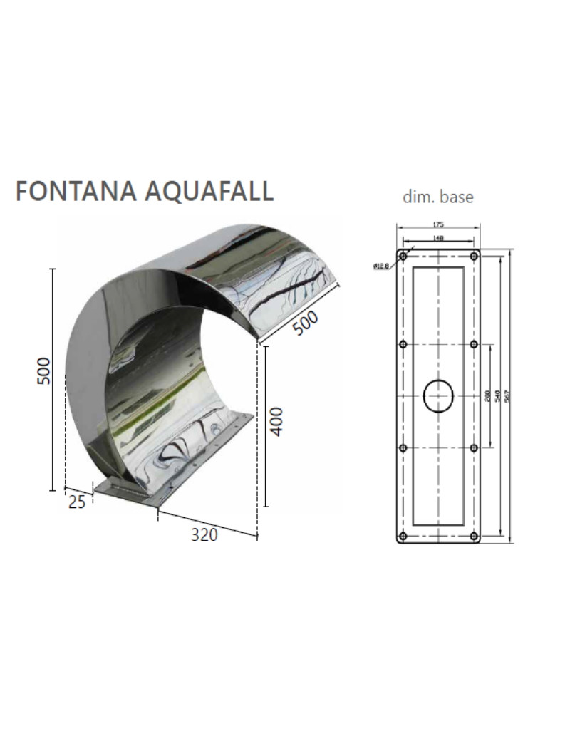 Fontana Aquafall in acciaio Inox Aisi 304 per tutte le piscine