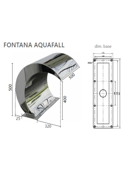 Fontana Aquafall in acciaio Inox Aisi 304 per tutte le piscine
