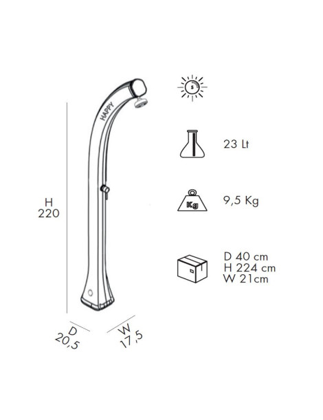 Doccia Solare HAPPY H100 23 Litri In Resina Con Miscelatore ARKEMA