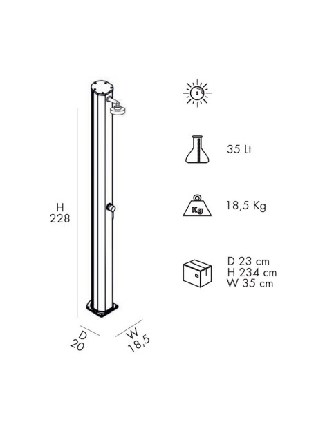 Doccia Solare BIG JOLLY A300 Alluminio con miscelatore per esterno piscina giardino Arkema