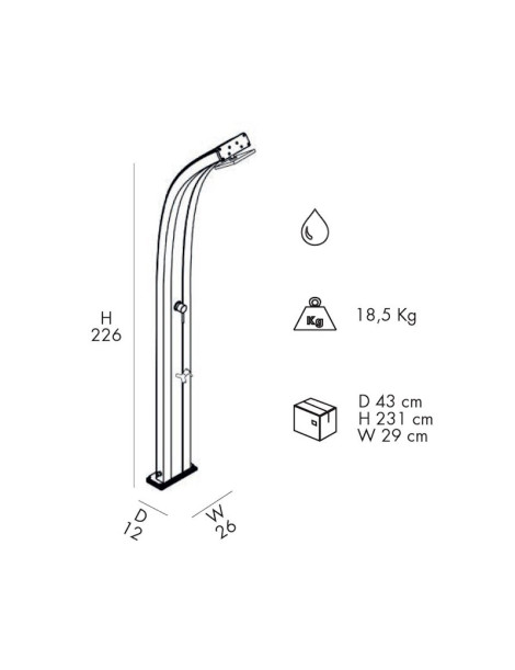 Doccia Tradizionale SPRING A125/ miscelatore acqua calda fredda + rubinetto lavapiedi per piscina Arkema