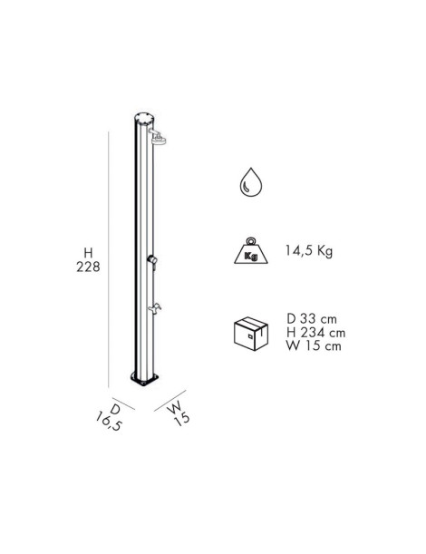 Doccia Tradizionale JOLLY S A625 Alluminio con miscelatore  + lavapiedi 9 colori Arkema Design