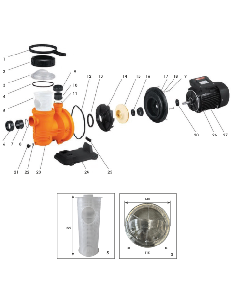 RICAMBI POMPA BRETON 370S-550S-750S CON PREFILTRO