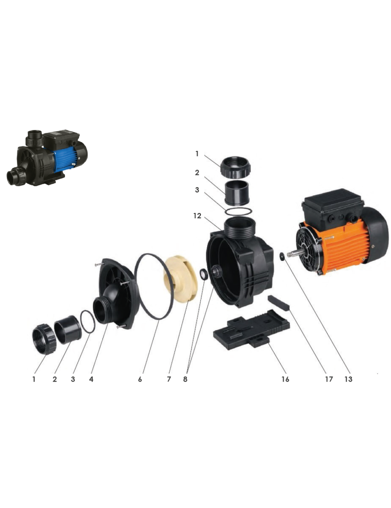 RICAMBI POMPA BRETON 370-550-750 SENZA PREFILTRO