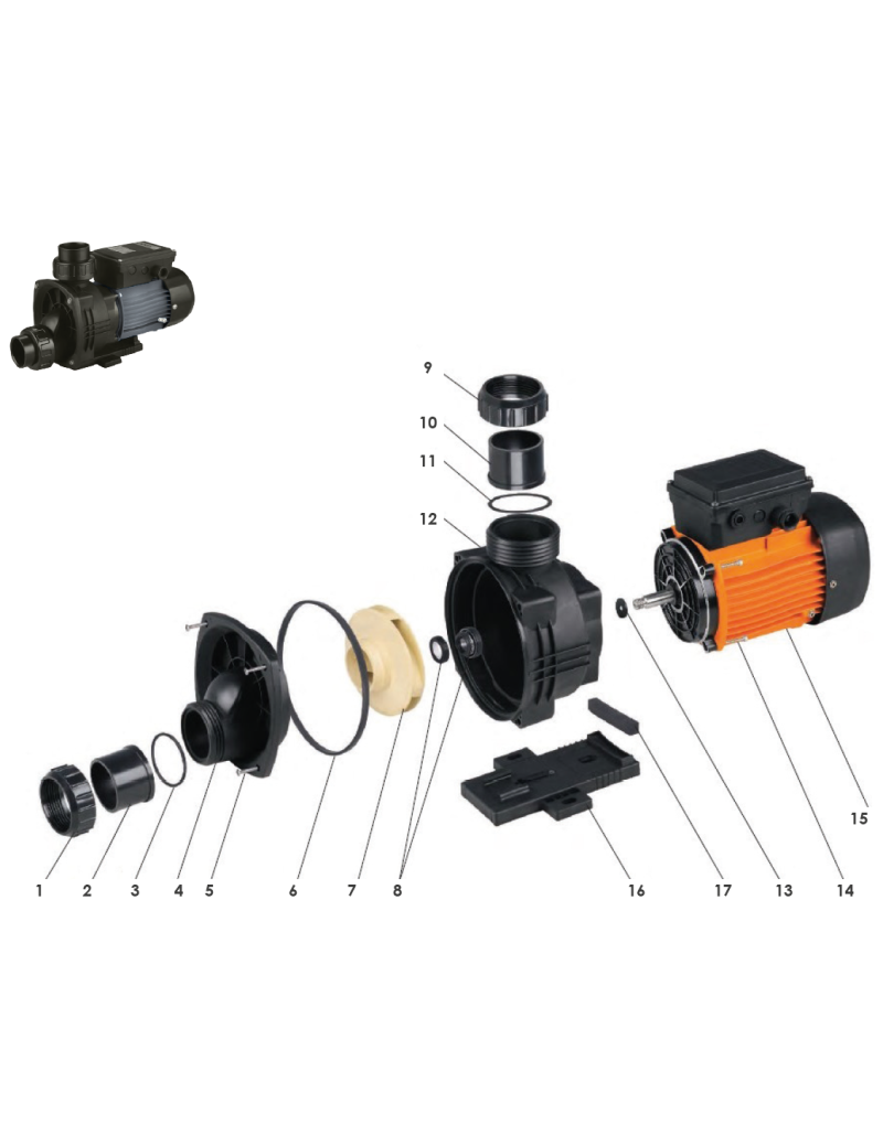 RICAMBI POMPA ARCA 550-750 SENZA PREFILTRO